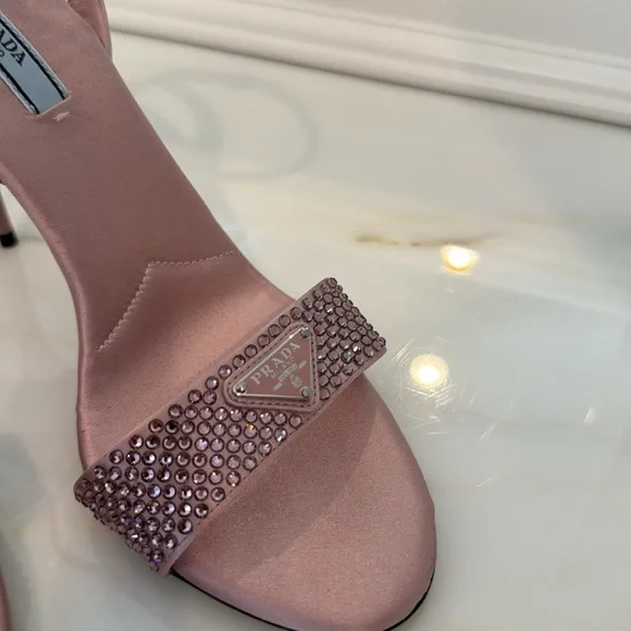 NIB Prada Crystal Embellished Satin Sandals - Picture 6 of 8